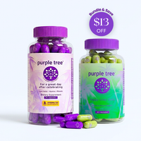 Two bottles of Purple Tree dietary supplements with purple and green capsules, shown on a clean white background with a '$13 OFF Bundle & Save' badge.